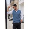 imageCOOFANDY Mens Sweater Vest Cable Knitted V Neck Slim Fit Sleeveless Pullover SweaterBlue