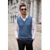 imageCOOFANDY Mens Sweater Vest Cable Knitted V Neck Slim Fit Sleeveless Pullover SweaterBlue