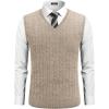 imageCOOFANDY Mens Sweater Vest Cable Knitted V Neck Slim Fit Sleeveless Pullover SweaterBrown