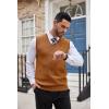 imageCOOFANDY Mens Sweater Vest Cable Knitted V Neck Slim Fit Sleeveless Pullover SweaterCaramel