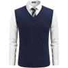 imageCOOFANDY Mens Sweater Vest Cable Knitted V Neck Slim Fit Sleeveless Pullover SweaterNavy Blue