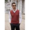 imageCOOFANDY Mens Sweater Vest Cable Knitted V Neck Slim Fit Sleeveless Pullover SweaterWine Red