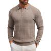 imageCOOFANDY Mens Knit Polo Shirts Long Sleeve Casual Button Down Ribbed Polo Shirt Fashion Golf ShirtsFantasy Brown