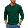 imageCOOFANDY Mens Knit Polo Sweater Long Sleeve Casual Golf Polo Lightweight Dress Button Collar Pullover SweatersDark Green