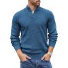 imageCOOFANDY Mens Quarter Button Sweater Lightweight Mock Neck Pullover Sweater Fashion Casual Knitted Waffle Henley SweaterDark Blue