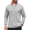 imageCOOFANDY Mens Quarter Zip Pullover Sweatshirt Mock Neck Quilted Sweatshirt Lightweight Casual Long Sleeve Polo ShirtLight Grey
