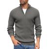 imageCOOFANDY Mens Quarter Zip Sweaters Slim Fit Mock Neck Pullover Sweaters Lightweight Knitted Polo SweaterDark Grey