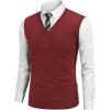 imageCOOFANDY Mens Sweater Vest Cable Knitted V Neck Slim Fit Sleeveless Pullover SweaterWine Red