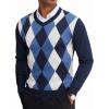 imageCOOFANDY Mens V Neck Sweater Lightweight Knitted Pullover SweatersBluediamond Pattern