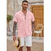 imageCOOFANDY Mens Casual Button Down Shirt Short Sleeve Textured Summer Cuban Beach ShirtsFloralpink