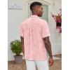 imageCOOFANDY Mens Casual Button Down Shirt Short Sleeve Textured Summer Cuban Beach ShirtsFloralpink