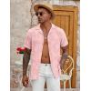 imageCOOFANDY Mens Casual Button Down Shirt Short Sleeve Textured Summer Cuban Beach ShirtsFloralpink