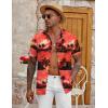 imageCOOFANDY Mens Casual Button Down Shirt Short Sleeve Textured Summer Cuban Beach ShirtsIsland Sunsetred