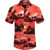 imageCOOFANDY Mens Casual Button Down Shirt Short Sleeve Textured Summer Cuban Beach ShirtsIsland Sunsetred