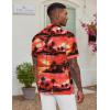 imageCOOFANDY Mens Casual Button Down Shirt Short Sleeve Textured Summer Cuban Beach ShirtsIsland Sunsetred