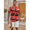 imageCOOFANDY Mens Casual Button Down Shirt Short Sleeve Textured Summer Cuban Beach ShirtsIsland Sunsetred
