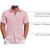 imageCOOFANDY Mens Casual Dress Shirt Short Sleeve Button Down Shirts Summer Wedding Untucked ShirtBaby Pink