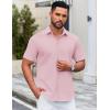 imageCOOFANDY Mens Casual Dress Shirt Short Sleeve Button Down Shirts Summer Wedding Untucked ShirtBaby Pink