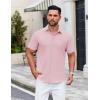 imageCOOFANDY Mens Casual Dress Shirt Short Sleeve Button Down Shirts Summer Wedding Untucked ShirtBaby Pink