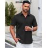 imageCOOFANDY Mens Casual Dress Shirt Short Sleeve Button Down Shirts Summer Wedding Untucked ShirtBlack