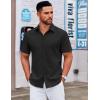 imageCOOFANDY Mens Casual Dress Shirt Short Sleeve Button Down Shirts Summer Wedding Untucked ShirtBlack
