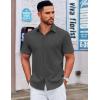 imageCOOFANDY Mens Casual Dress Shirt Short Sleeve Button Down Shirts Summer Wedding Untucked ShirtCharcoal Gray