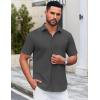 imageCOOFANDY Mens Casual Dress Shirt Short Sleeve Button Down Shirts Summer Wedding Untucked ShirtCharcoal Gray