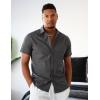 imageCOOFANDY Mens Casual Dress Shirt Short Sleeve Button Down Shirts Summer Wedding Untucked ShirtCharcoal Gray