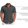 imageCOOFANDY Mens Casual Dress Shirt Short Sleeve Button Down Shirts Summer Wedding Untucked ShirtCharcoal Gray