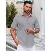 imageCOOFANDY Mens Casual Dress Shirt Short Sleeve Button Down Shirts Summer Wedding Untucked ShirtConcrete Gray