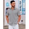 imageCOOFANDY Mens Casual Dress Shirt Short Sleeve Button Down Shirts Summer Wedding Untucked ShirtConcrete Gray
