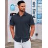 imageCOOFANDY Mens Casual Dress Shirt Short Sleeve Button Down Shirts Summer Wedding Untucked ShirtIndigo