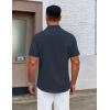 imageCOOFANDY Mens Casual Dress Shirt Short Sleeve Button Down Shirts Summer Wedding Untucked ShirtIndigo