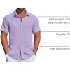 imageCOOFANDY Mens Casual Dress Shirt Short Sleeve Button Down Shirts Summer Wedding Untucked ShirtLavender