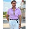 imageCOOFANDY Mens Casual Dress Shirt Short Sleeve Button Down Shirts Summer Wedding Untucked ShirtLavender