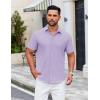 imageCOOFANDY Mens Casual Dress Shirt Short Sleeve Button Down Shirts Summer Wedding Untucked ShirtLavender