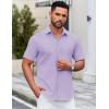 imageCOOFANDY Mens Casual Dress Shirt Short Sleeve Button Down Shirts Summer Wedding Untucked ShirtLavender