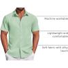 imageCOOFANDY Mens Casual Dress Shirt Short Sleeve Button Down Shirts Summer Wedding Untucked ShirtMint Green