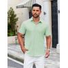 imageCOOFANDY Mens Casual Dress Shirt Short Sleeve Button Down Shirts Summer Wedding Untucked ShirtMint Green