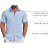 imageCOOFANDY Mens Casual Dress Shirt Short Sleeve Button Down Shirts Summer Wedding Untucked ShirtPale Blue