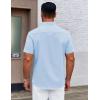 imageCOOFANDY Mens Casual Dress Shirt Short Sleeve Button Down Shirts Summer Wedding Untucked ShirtPale Blue