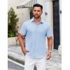 imageCOOFANDY Mens Casual Dress Shirt Short Sleeve Button Down Shirts Summer Wedding Untucked ShirtPale Blue