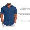 imageCOOFANDY Mens Casual Dress Shirt Short Sleeve Button Down Shirts Summer Wedding Untucked ShirtSapphire Blue