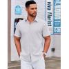imageCOOFANDY Mens Casual Dress Shirt Short Sleeve Button Down Shirts Summer Wedding Untucked ShirtWhite