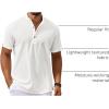 imageCOOFANDY Mens Casual Henley Shirts Short Sleeve Summer Beach TShirts Banded Collar Henleys Button Tee ShirtAll White