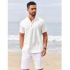 imageCOOFANDY Mens Casual Henley Shirts Short Sleeve Summer Beach TShirts Banded Collar Henleys Button Tee ShirtAll White