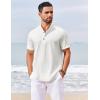 imageCOOFANDY Mens Casual Henley Shirts Short Sleeve Summer Beach TShirts Banded Collar Henleys Button Tee ShirtAll White