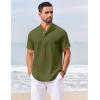 imageCOOFANDY Mens Casual Henley Shirts Short Sleeve Summer Beach TShirts Banded Collar Henleys Button Tee ShirtArmy Green