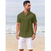 imageCOOFANDY Mens Casual Henley Shirts Short Sleeve Summer Beach TShirts Banded Collar Henleys Button Tee ShirtArmy Green