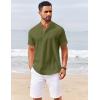 imageCOOFANDY Mens Casual Henley Shirts Short Sleeve Summer Beach TShirts Banded Collar Henleys Button Tee ShirtArmy Green